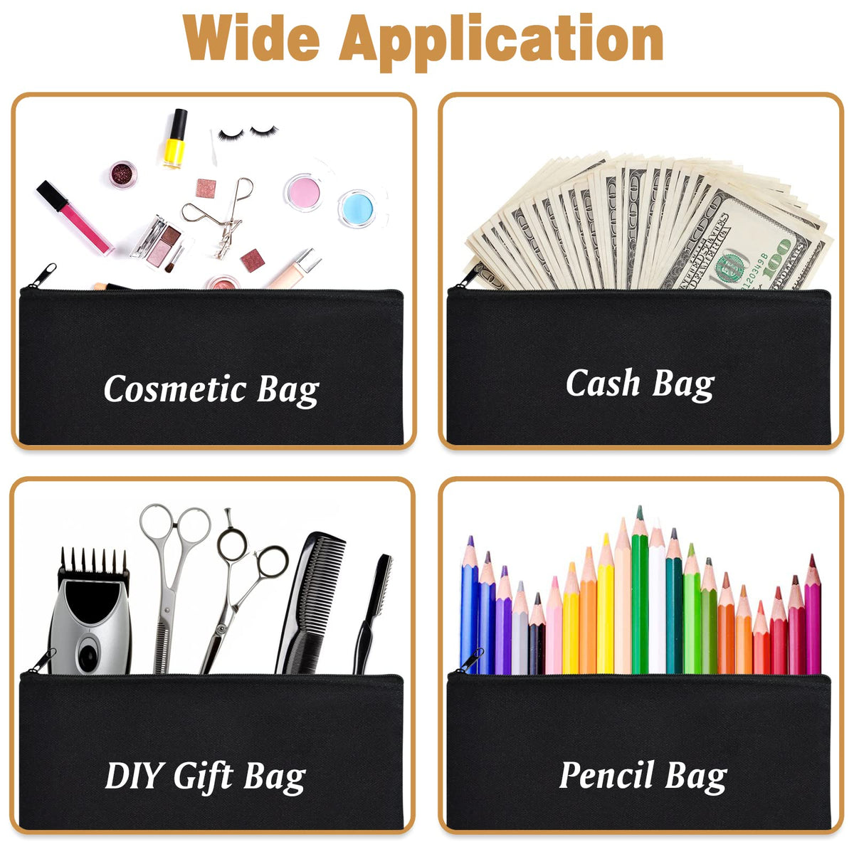 ZeeDix canvas pouch used as a cosmetic bag to keep essentials organized.