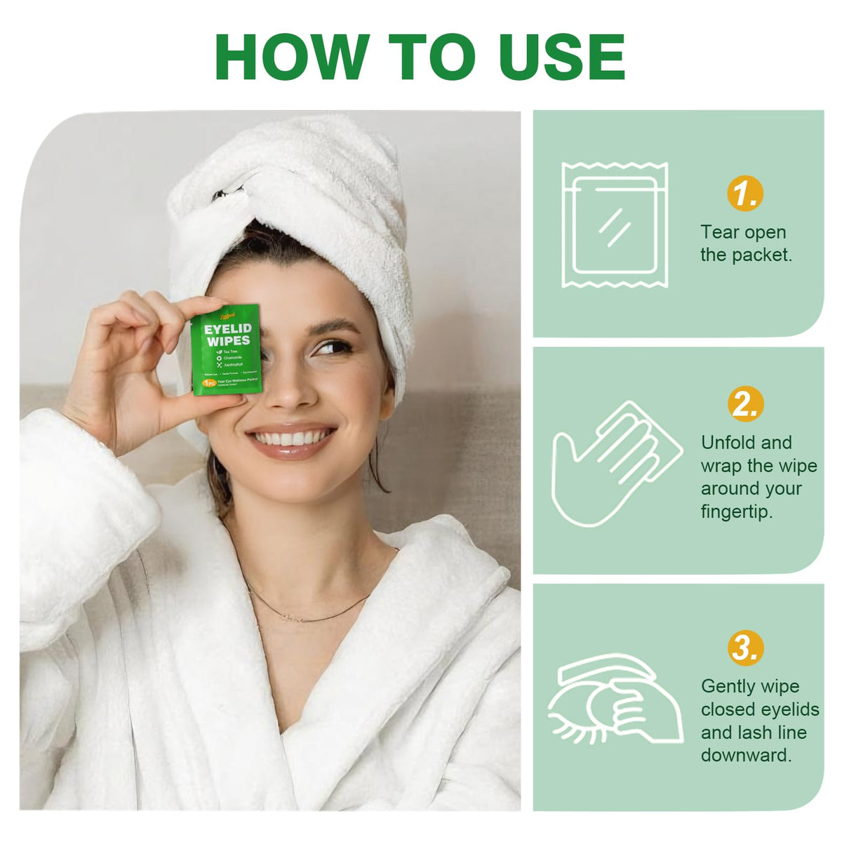 Zeefpod Tea Tree Eye Wipes with hypoallergenic formula for sensitive lids