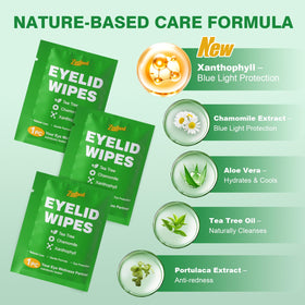 Zeefpod Tea Tree Eye Wipes individually wrapped for travel and bedside relief