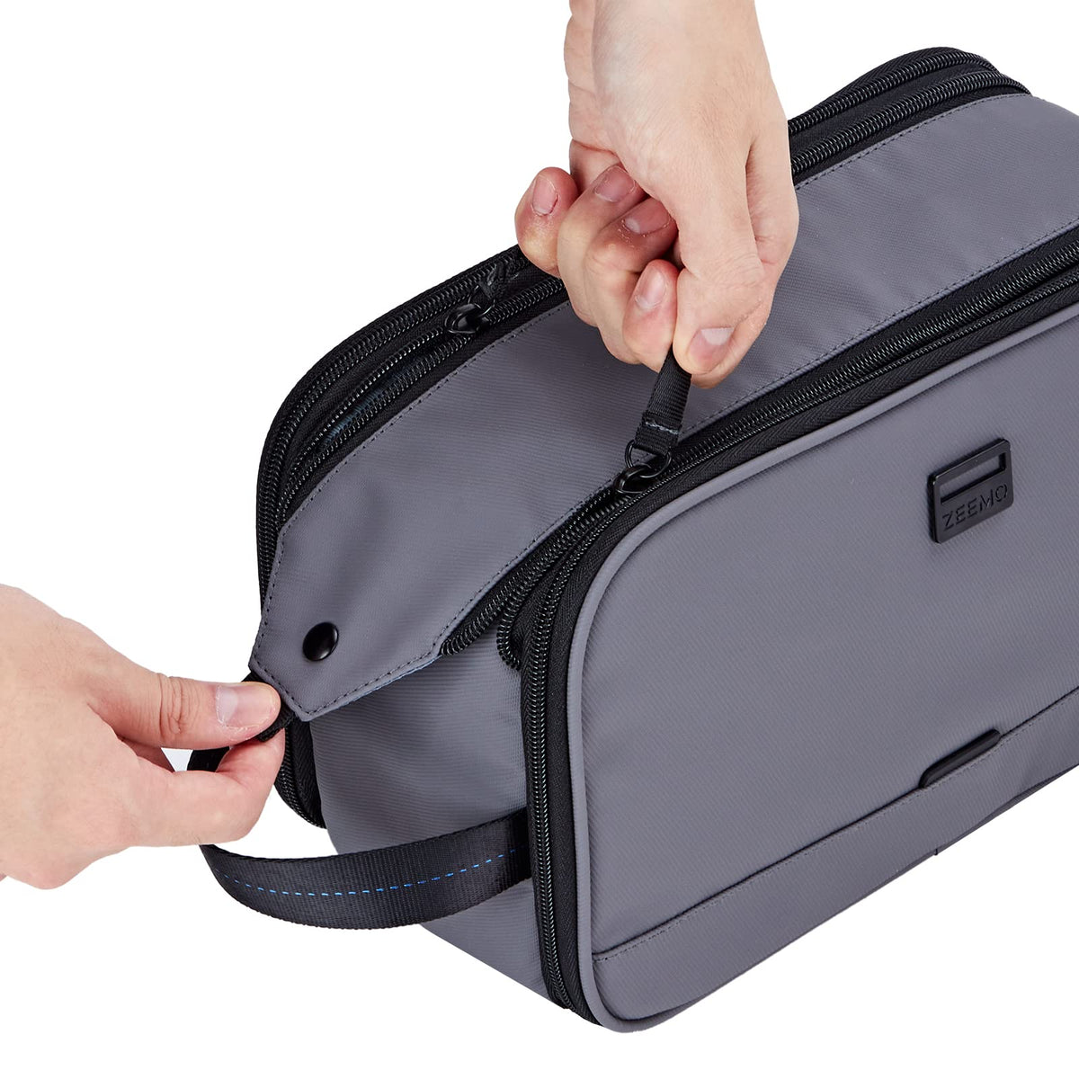 ZEEMO travel toiletry bag double-zip access with magnetic top flap