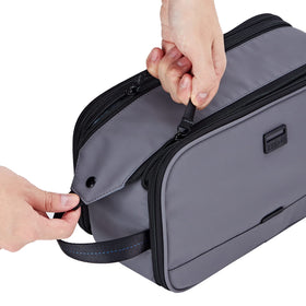 ZEEMO travel toiletry bag double-zip access with magnetic top flap