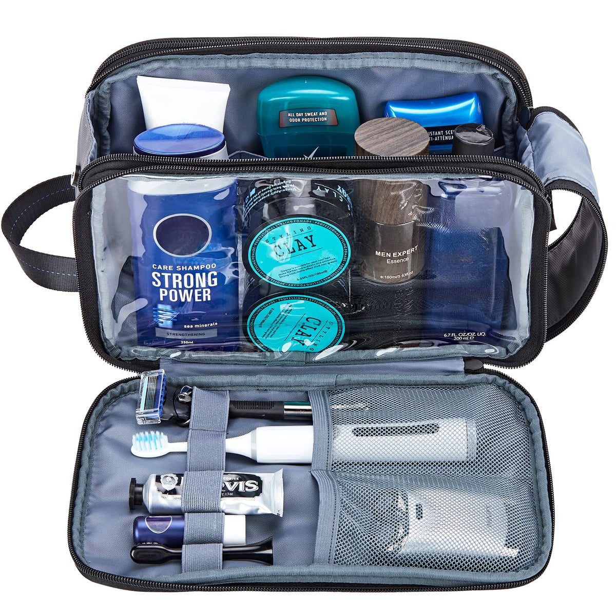 ZEEMO travel toiletry bag full-open dual compartments aid organized packing