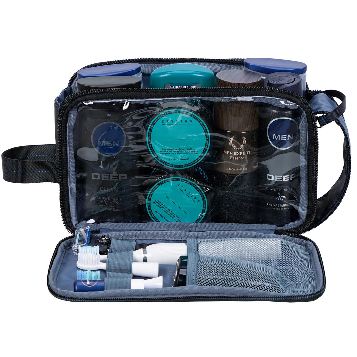 ZEEMO Travel Toiletry Bag full-open side panels enable quick access