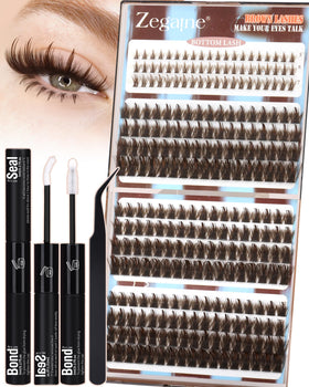 Zegaine brown lash clusters kit 12-18mm for natural-looking volume.