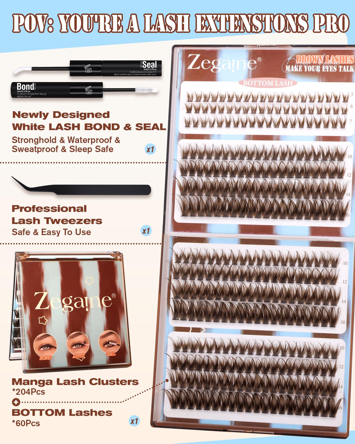 Kit in use showing eyes open with defined lash look.