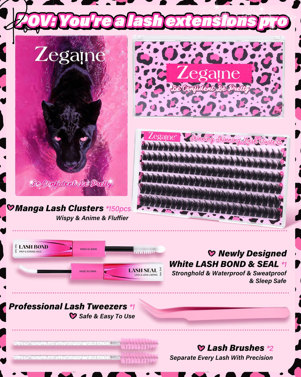 Zegaine lash tweezers for precise placement during DIY extensions