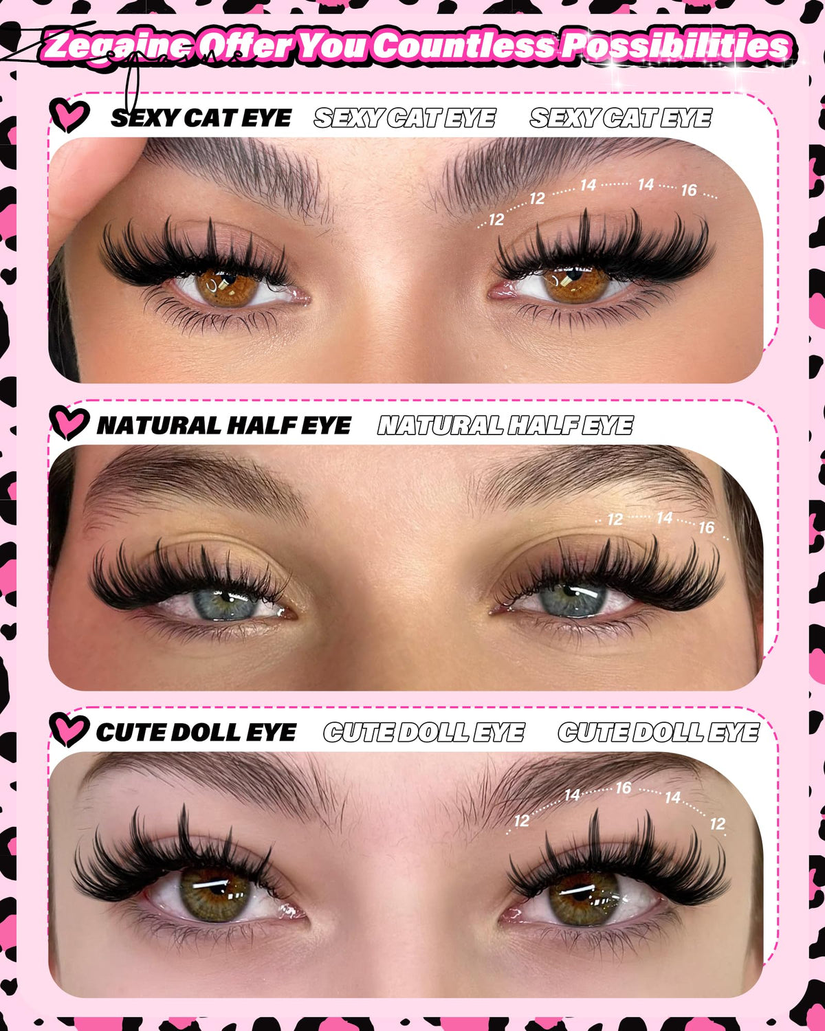 Zegaine manga lash brushes kit for blending and finishing