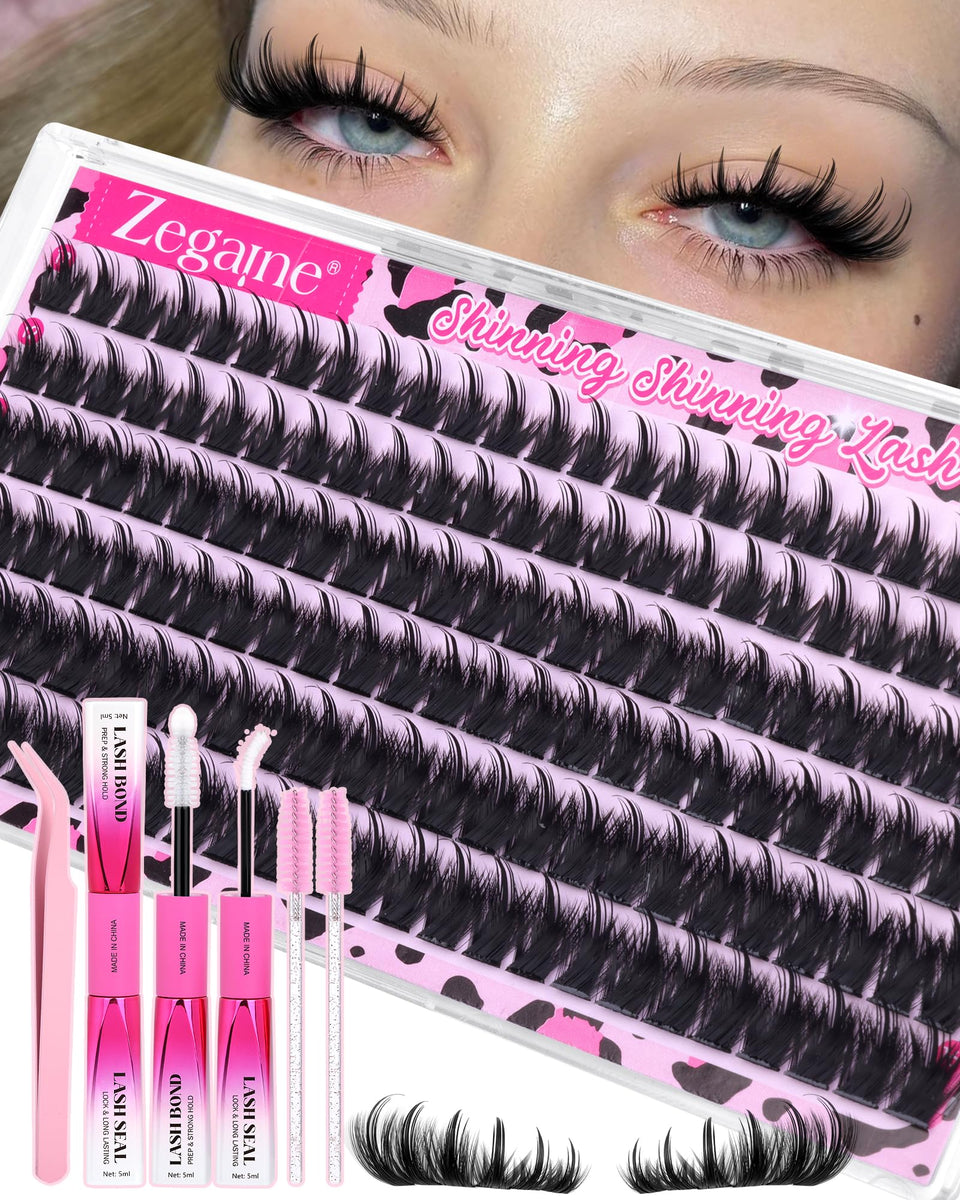 Zegaine wispy lash clusters kit with 150 pieces for at-home salon-like results