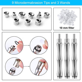 ZEIZOMZER Dermabrasion wand highlights customizable treatments for different facial areas.