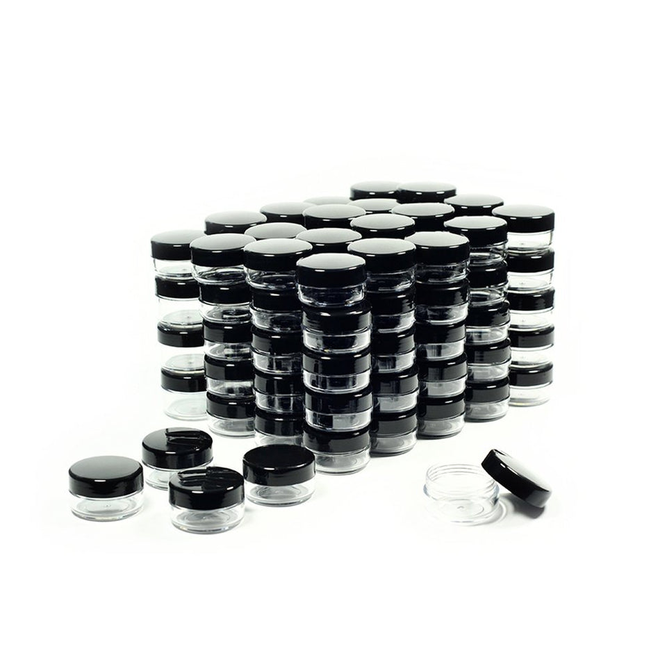 ZEJIA 10g sample container with black lid for secure, leak-free makeup storage