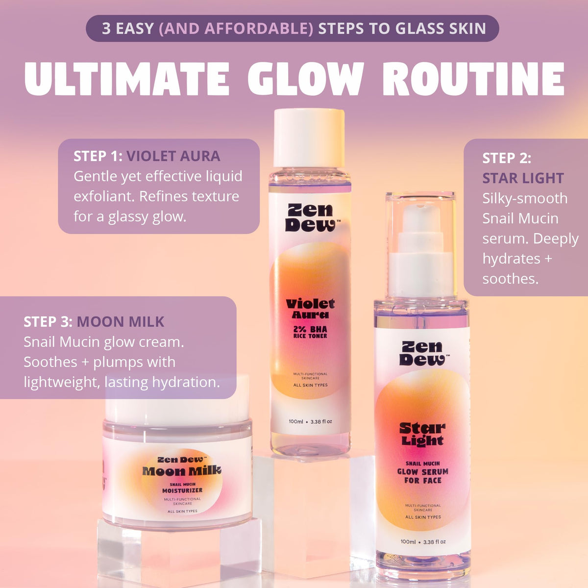 Routine pairing idea for Zen Dew Star Light snail serum integration.