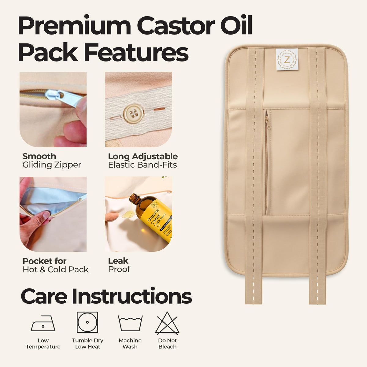 Zen Routine 16oz bottle: pure organic castor oil for daily self-care rituals
