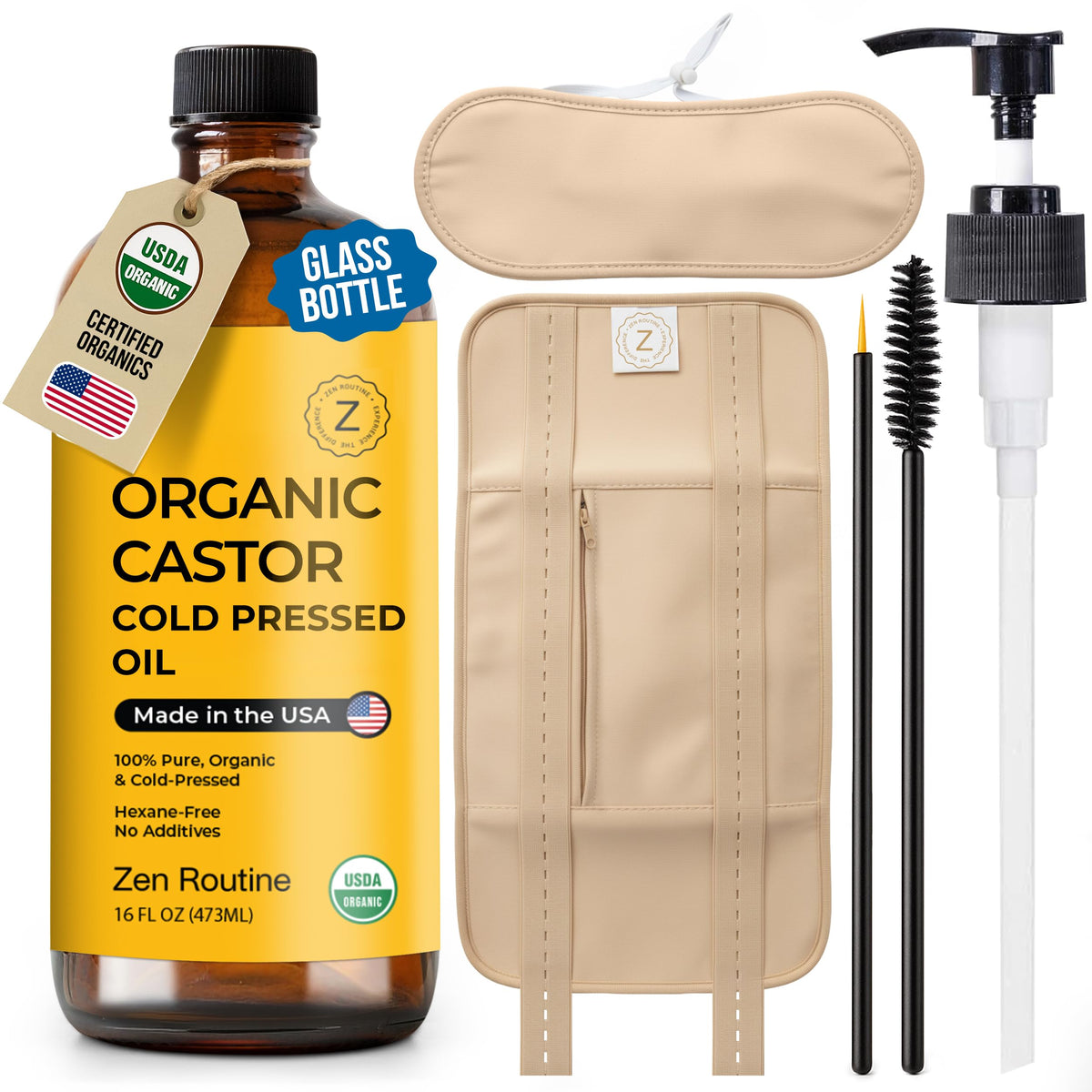 Zen Routine castor oil pack wrap: soft cotton and adjustable fit for home comfort
