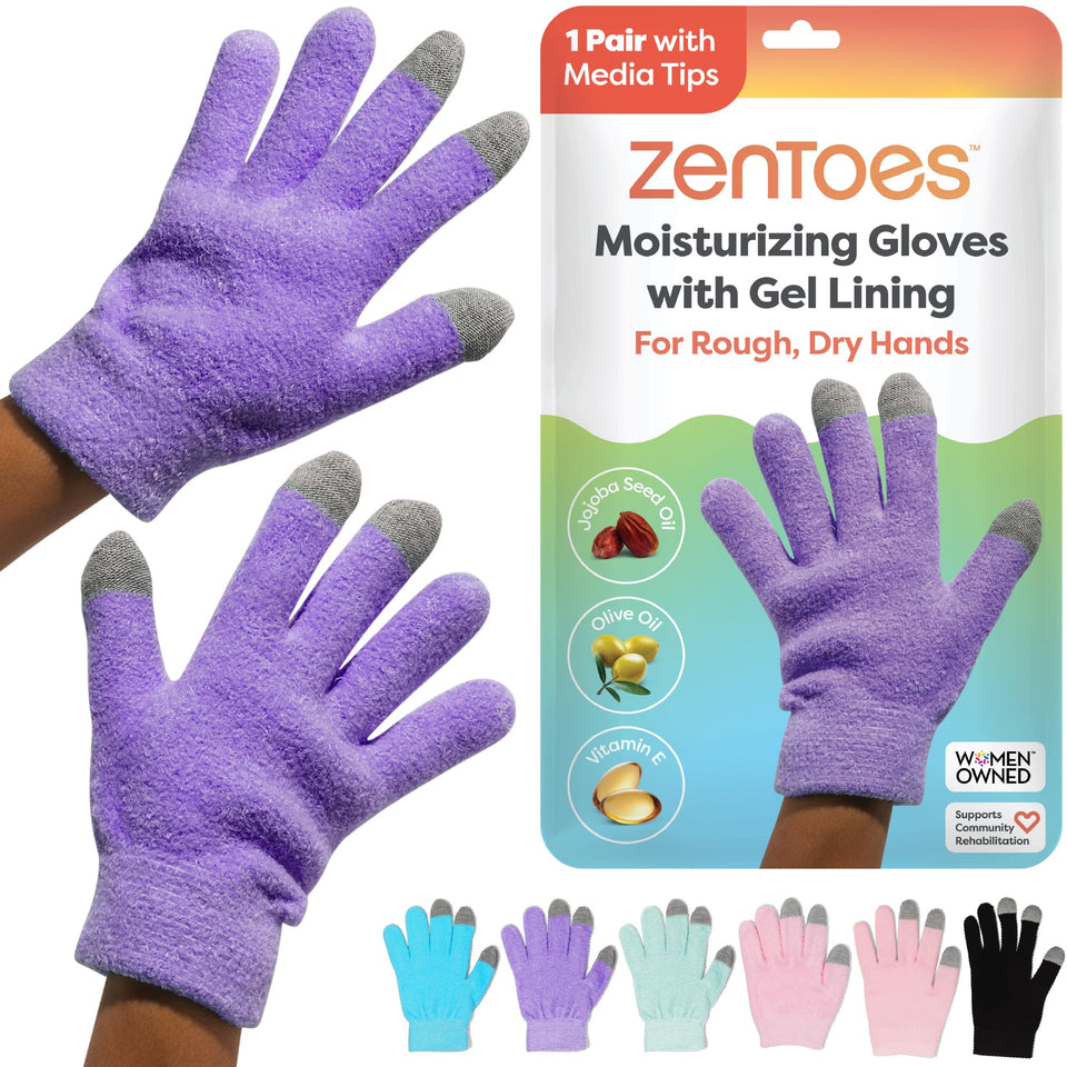 ZenToes Moisturizing Gloves with gel lining for overnight hydration