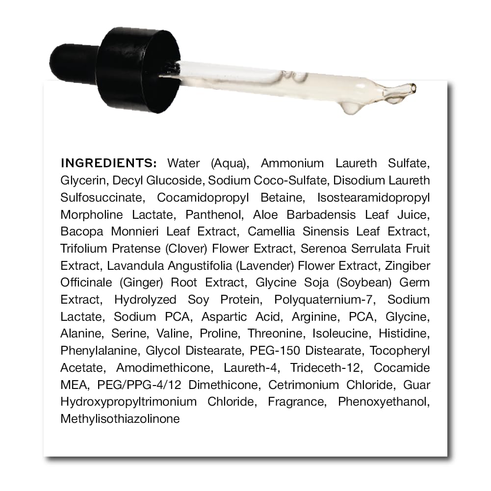 Zenagen Densifying Serum shows watery texture for all hair types.