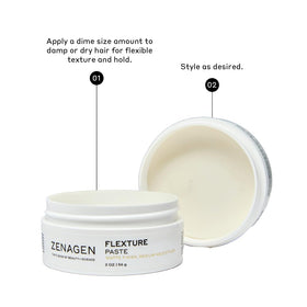 ZENAGEN Flexture Paste being applied with hands for easy styling.