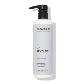 Zenagen Revolve conditioner bottle illustrates lightweight scalp care benefits