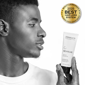 Zenagen Revolve conditioner bottle, nourishing treatment for thin strands.