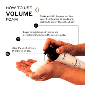 Zenagen Volume Foam close-up texture reveals creamy, non-greasy formula with smooth spread.