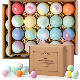 ZenBombs bath bombs set with 40 pieces for a colorful, moisturizing soak.