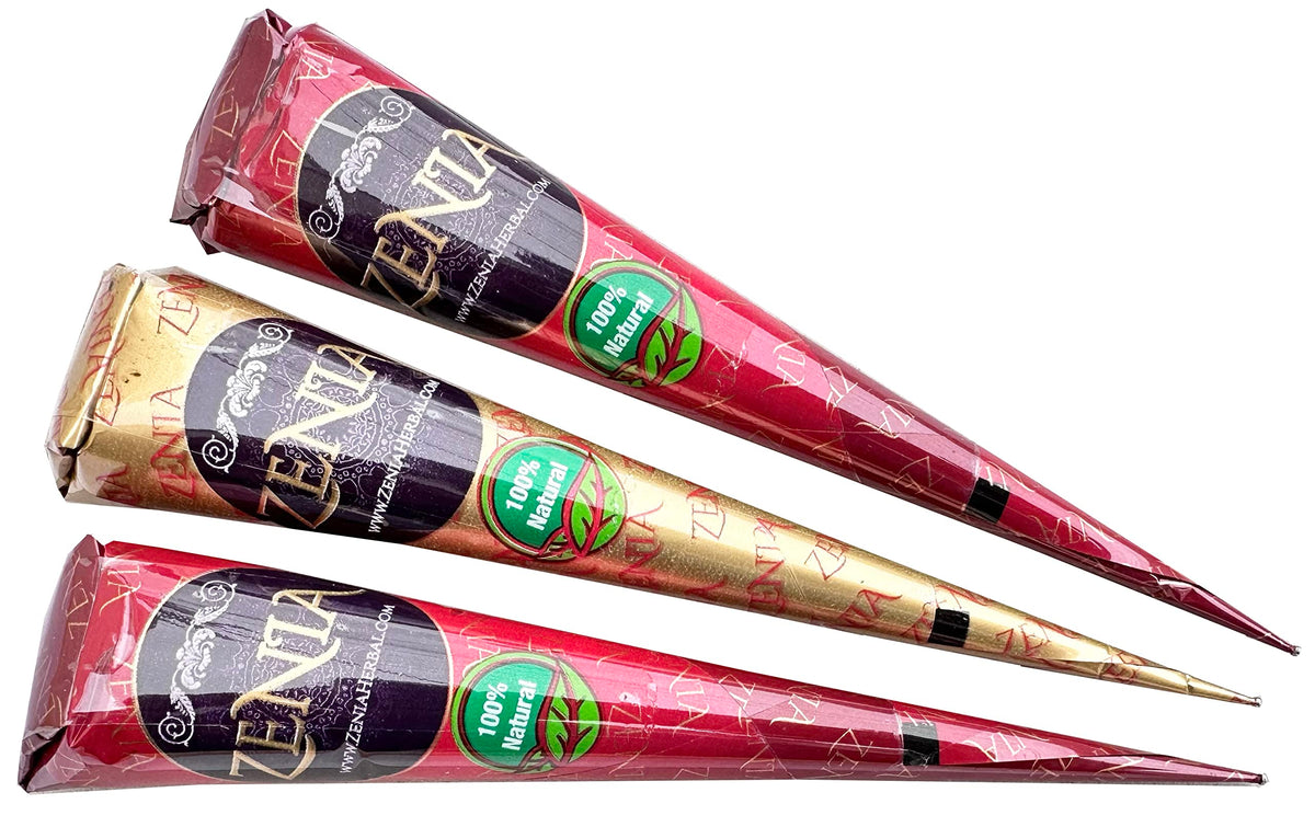 Zenia henna cone application demonstrates easy, mess-free at-home coloring.
