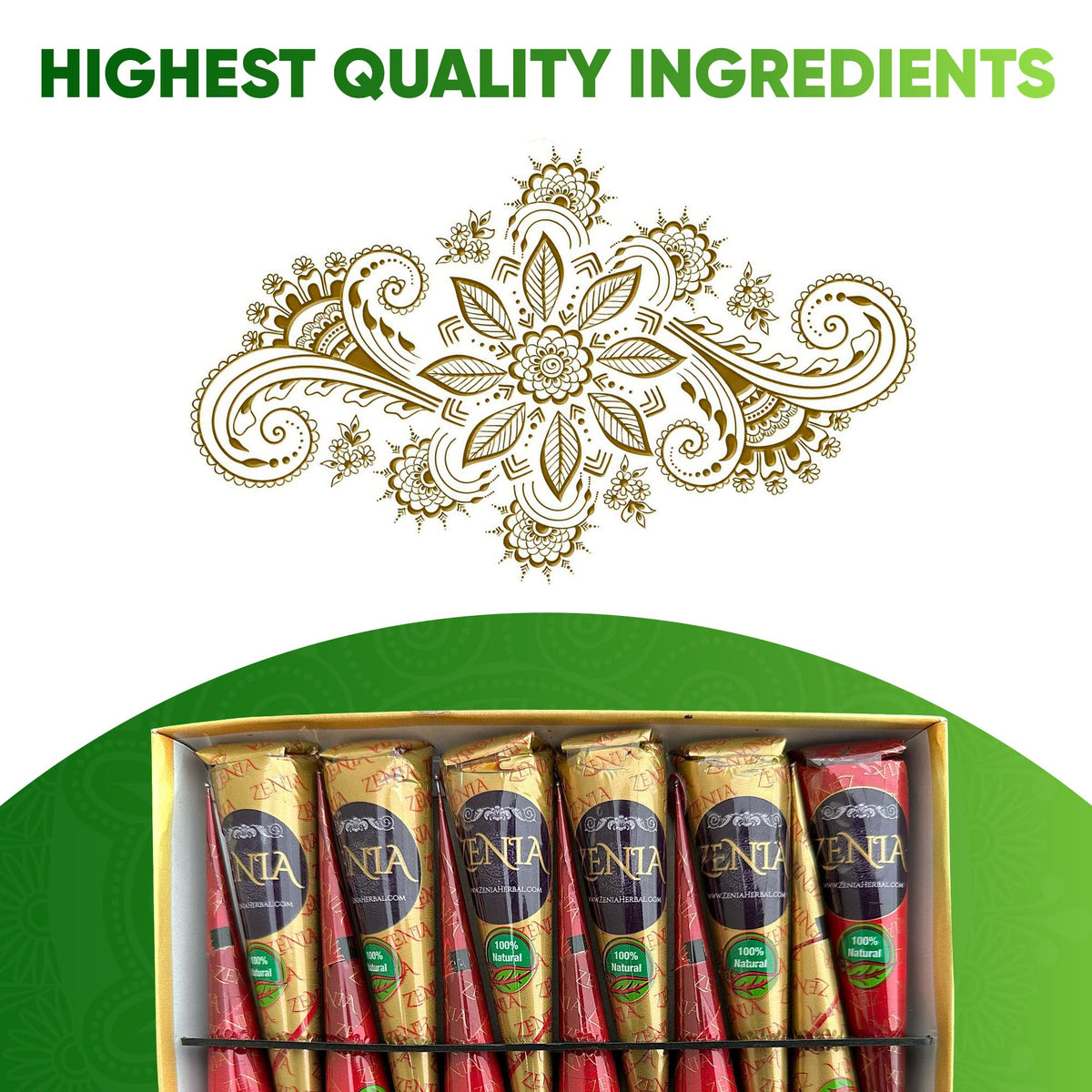 Zenia henna cone refrigeration tips help keep freshness.