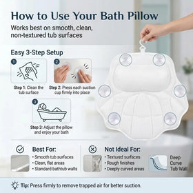 ZenithShine bath pillow back support cushions the upper back for comfort.