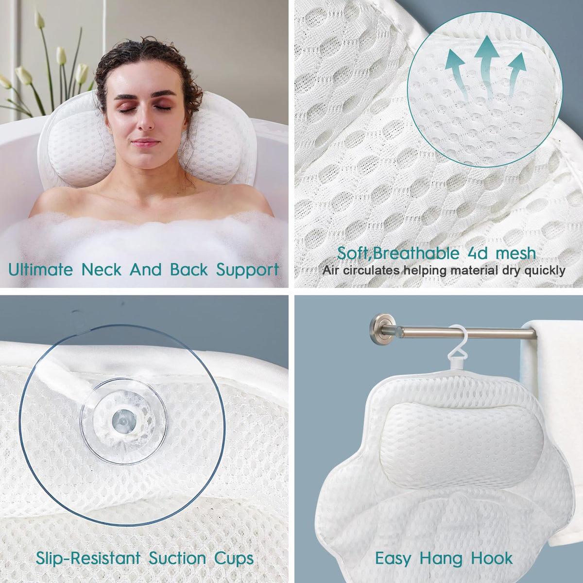 ZenithShine bath pillow includes a laundry bag for protected washing.