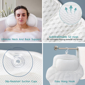ZenithShine bath pillow includes a laundry bag for protected washing.