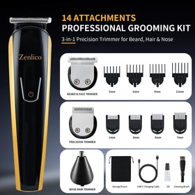 ZENLICO beard trimmer attachments display with customizable length control.