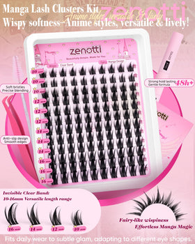 Zenotti spiky manga lashes close-up showing fairy lash clusters