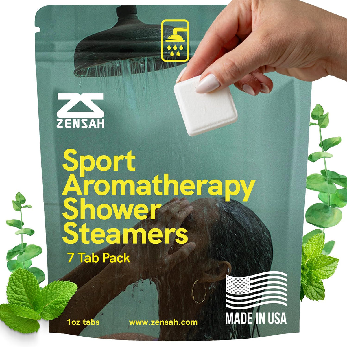 Zensah sport shower steamer pack releasing eucalyptus aroma for muscle recovery