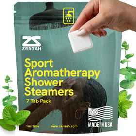 Zensah sport shower steamer pack releasing eucalyptus aroma for muscle recovery