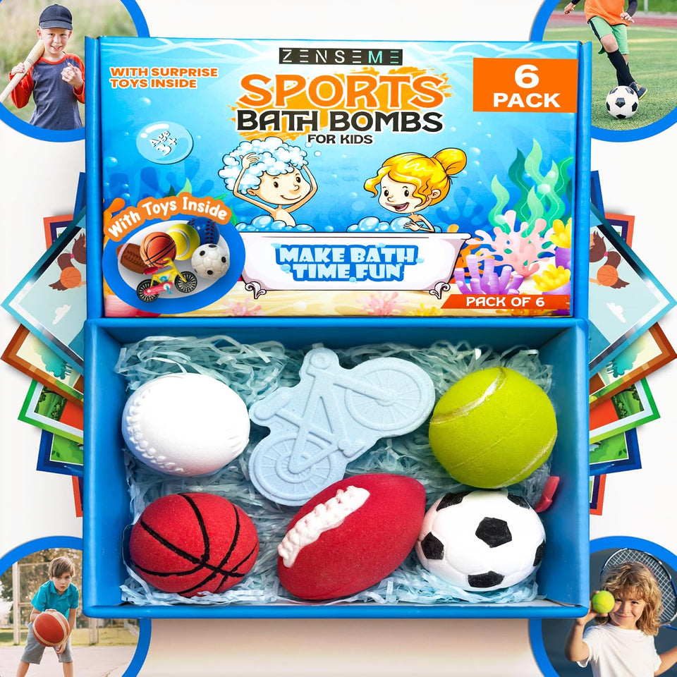 ZenseMe bath bombs with sports surprise inside for engaging bath time
