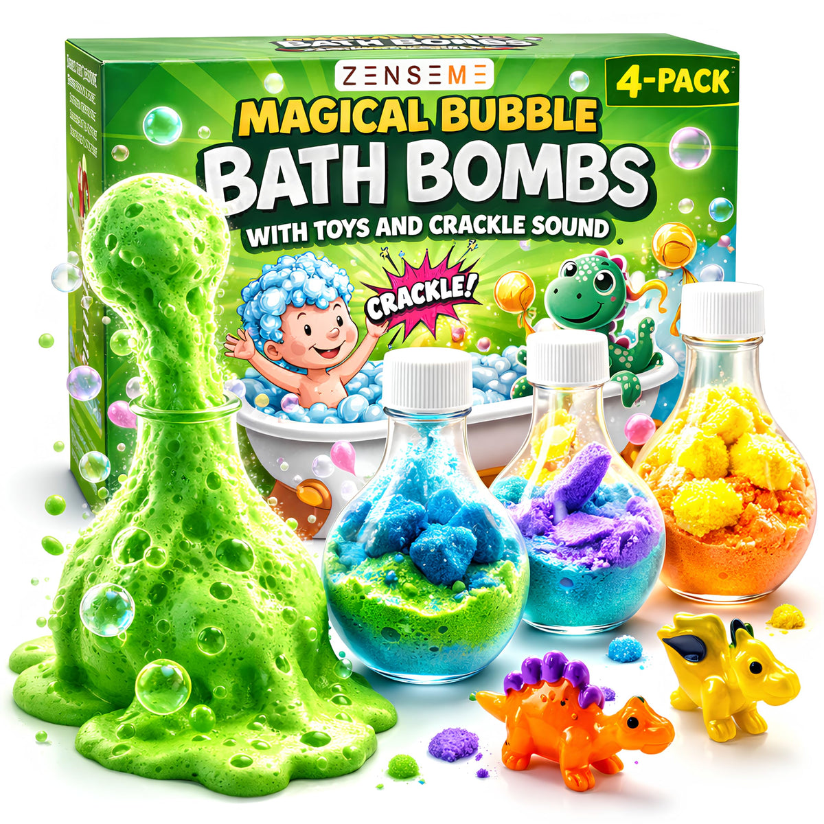 ZenseMe bath bombs with surprise duck inside spark exciting bath play.