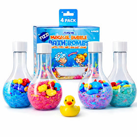 ZenseMe bubble bath bombs reveal hidden toy ducks during bathtime.