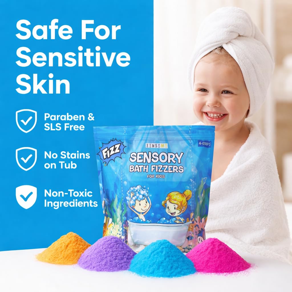 Four bright ZenseMe colours dissolving vividly in water without staining