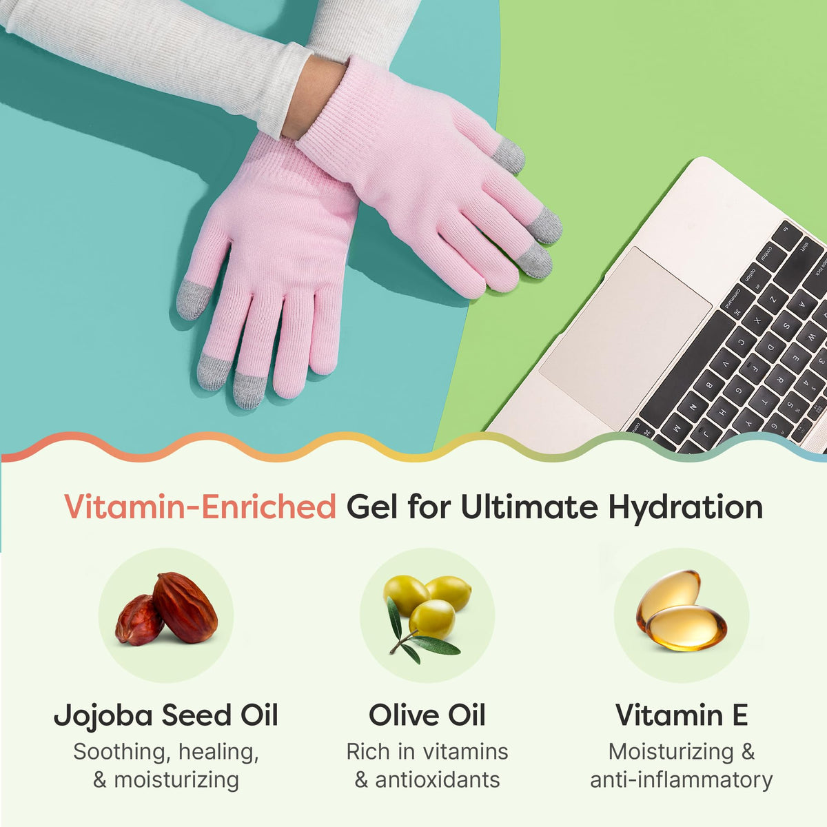 ZenToes Gloves are touchscreen-friendly so you can stay connected while hydrating.