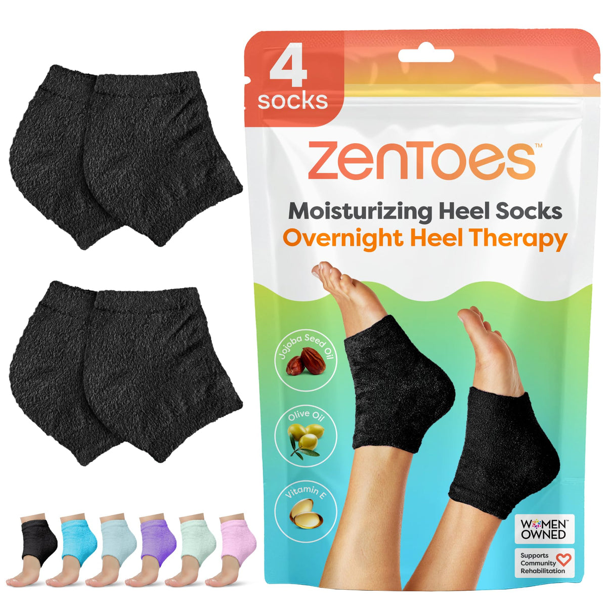 ZenToes moisturizing socks heel sleeve close-up showing gel hydration for dry heels.