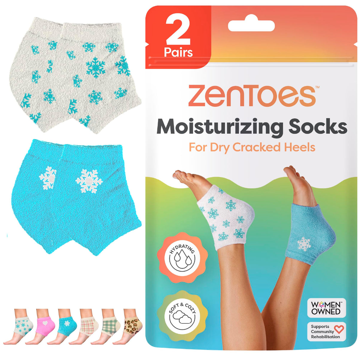 ZenToes moisturizing socks with open-toe design for overnight heel hydration