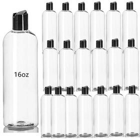 Zentriqlla 20-pack 16oz clear bottles for travel and daily toiletries.