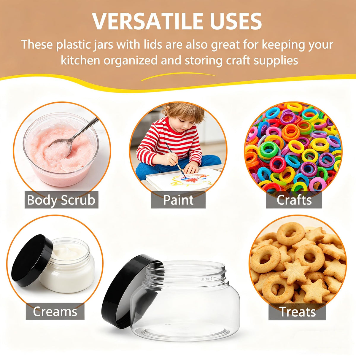 Zentriqlla stable-bottom round jar for steady shelf display and storage