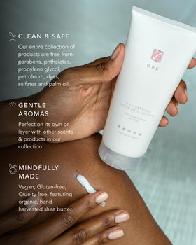 Zents Ore lotion highlights hyaluronic acid for plump, hydrated skin.