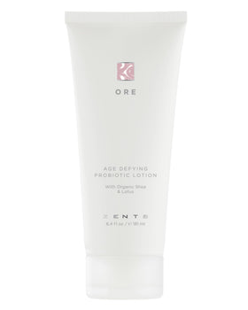 Zents Ore lotion jar close-up showing creamy texture for deep hydration.