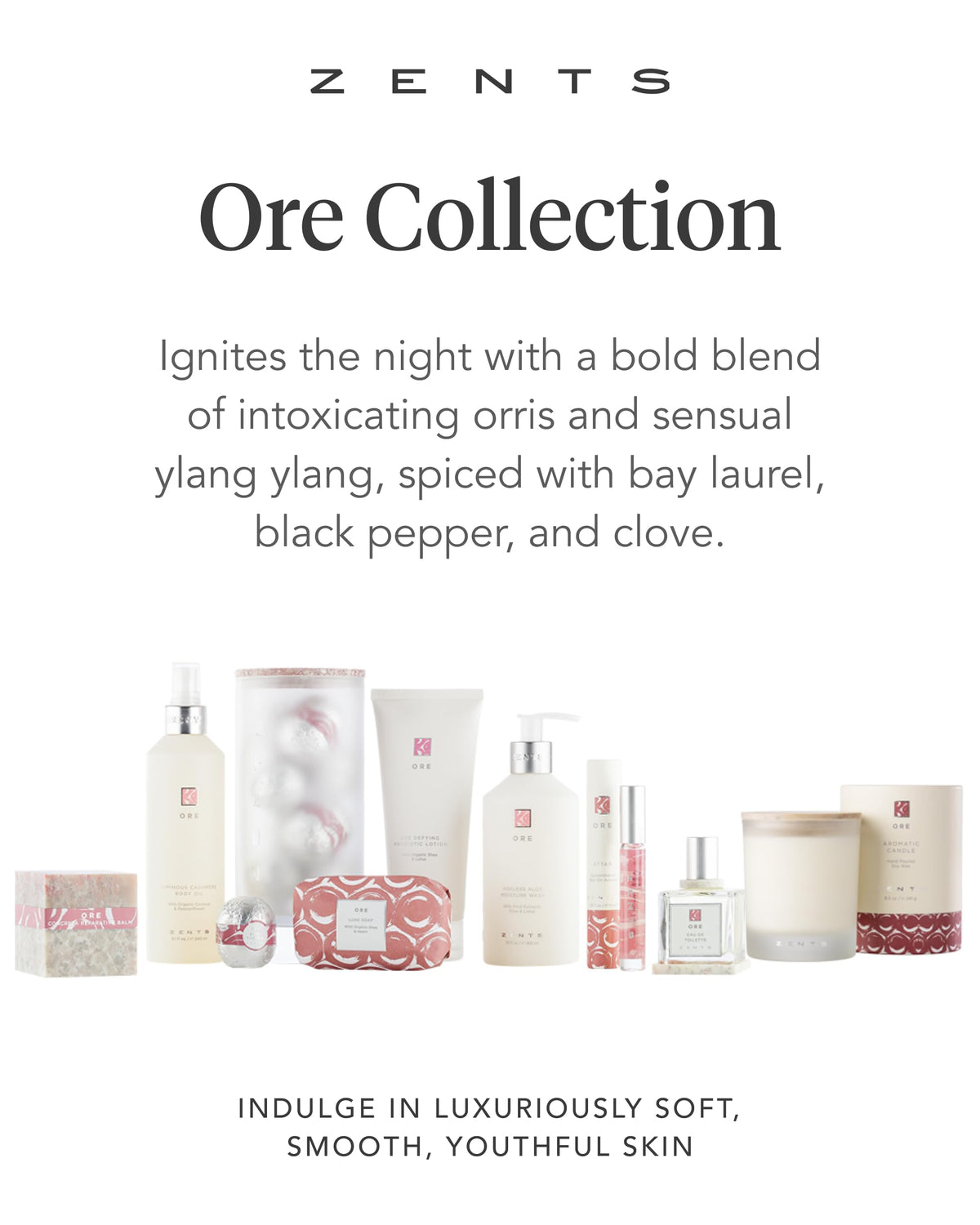Zents Ore lotion on forearm shows hydrated, radiant skin after use.