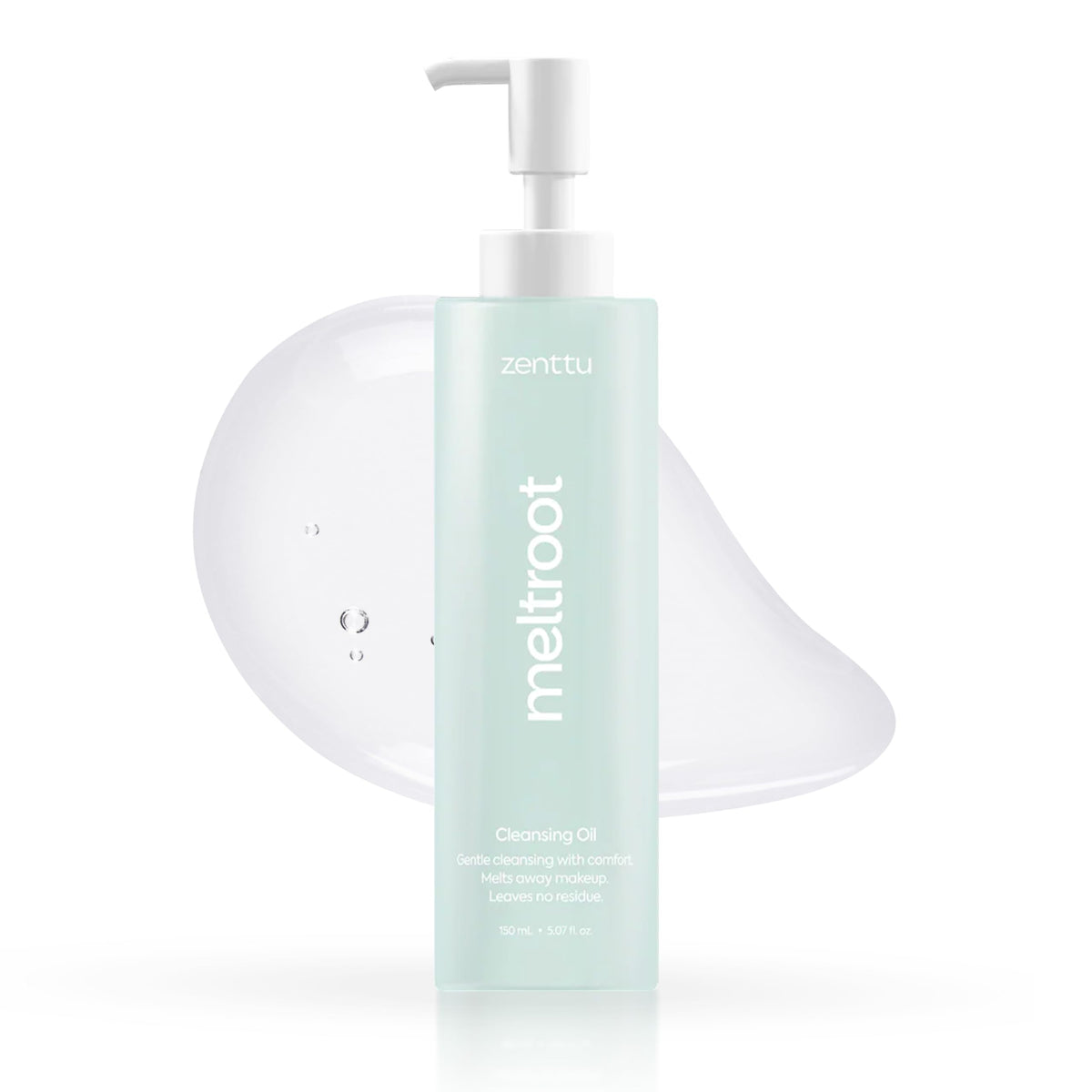 Zenttu Korean Cleansing Oil bottle front showing sleek packaging and cleansing action