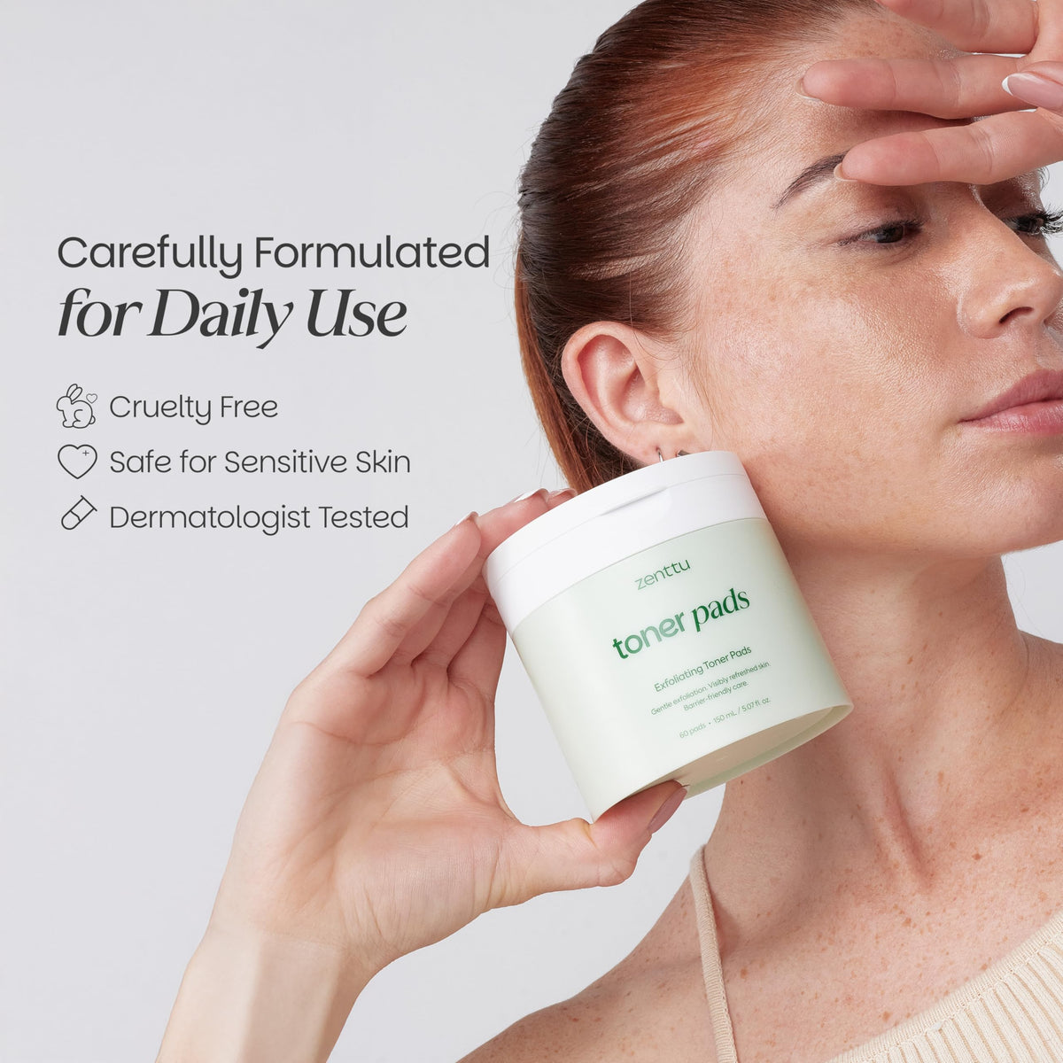 ZENTTU Toner Pad with LHA and ferments for gentle renewal.