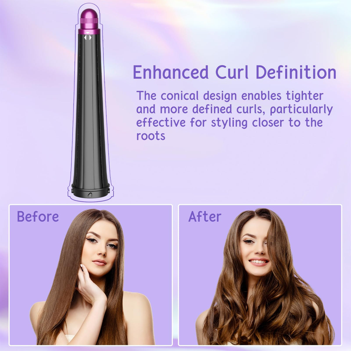 ZEPHBLOW bidirectional curling barrel allows curls in both directions for flexible styling.
