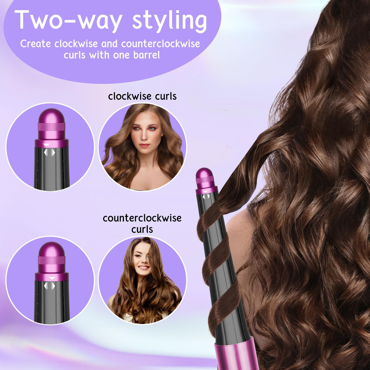 ZEPHBLOW conical barrel delivers gradual waves from roots to tips for long hair.
