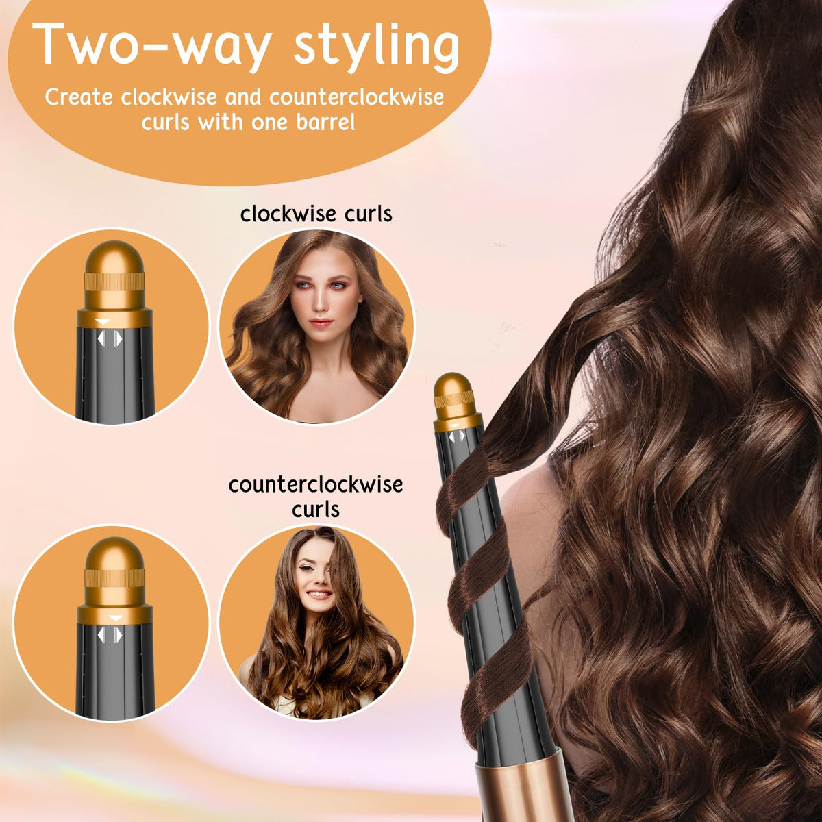 ZEPHBLOW conical barrel enables gradual curls for natural-looking waves with Dyson Airwrap.